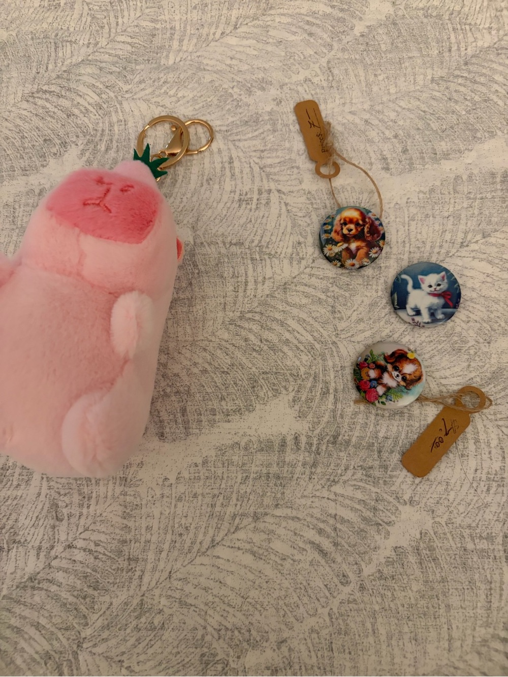 Bag charm and pins lot